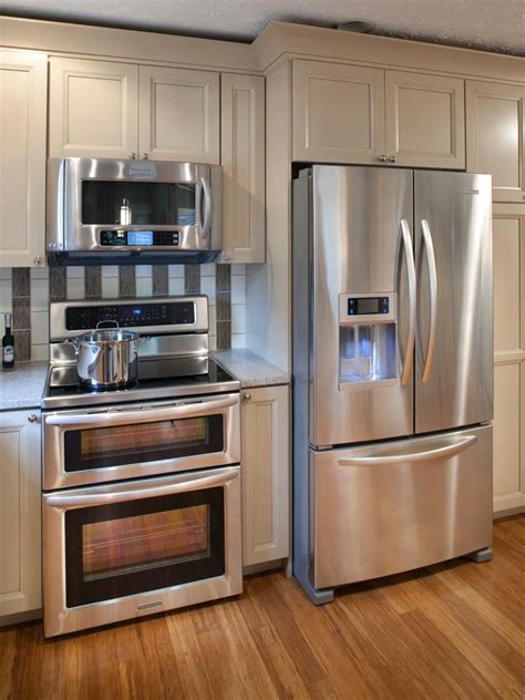 cinnamon cabinet stainless steel stove refrigerator|stainless steel appliances for kitchen.